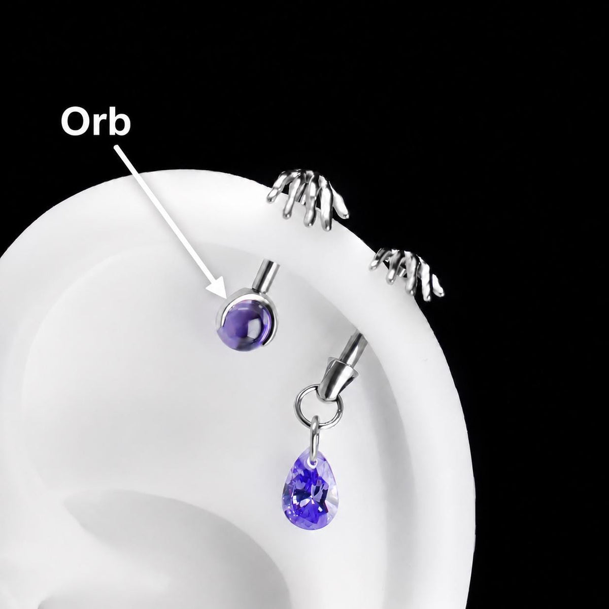 Skeleton Hand Crystal Barbell Orb｜Violet Spell detail 10