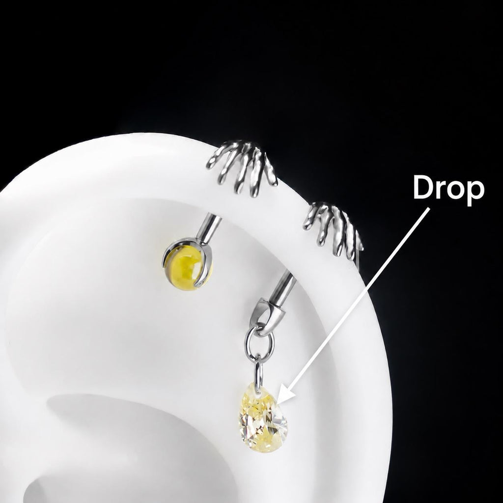 Skeleton Hand Crystal Barbell Drop｜Golden Glow detail 15
