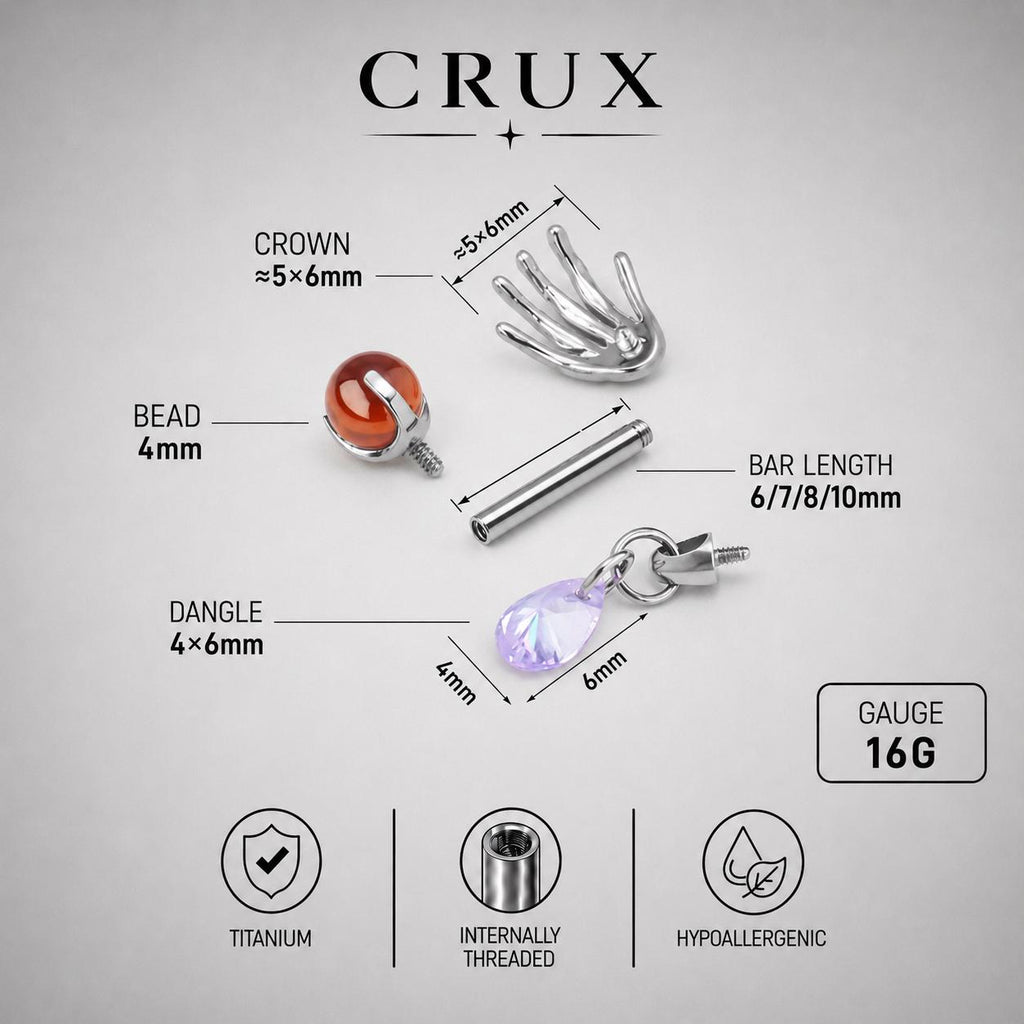 Skeleton Hand Crystal Barbell detail 16