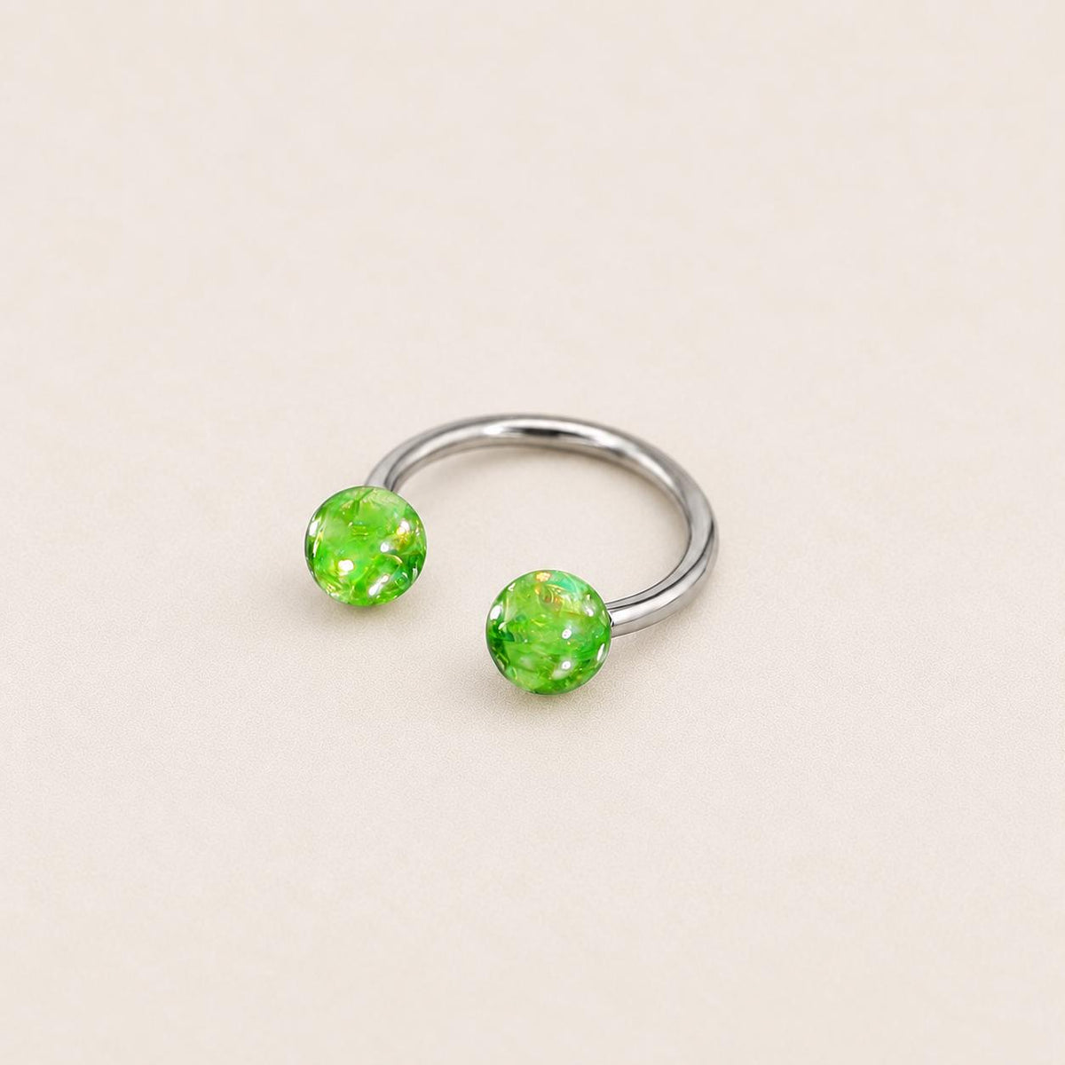 Resin Ball Titanium Horseshoe Ring detail 9