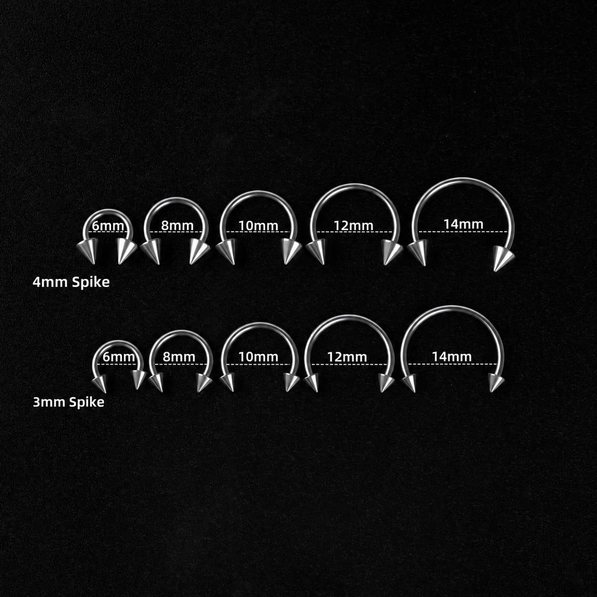 Edgy Spike Titanium Horseshoe Ring detail 4
