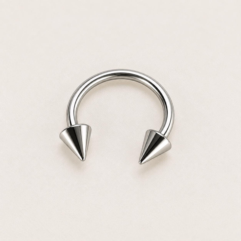 Edgy Spike Titanium Horseshoe Ring detail 6