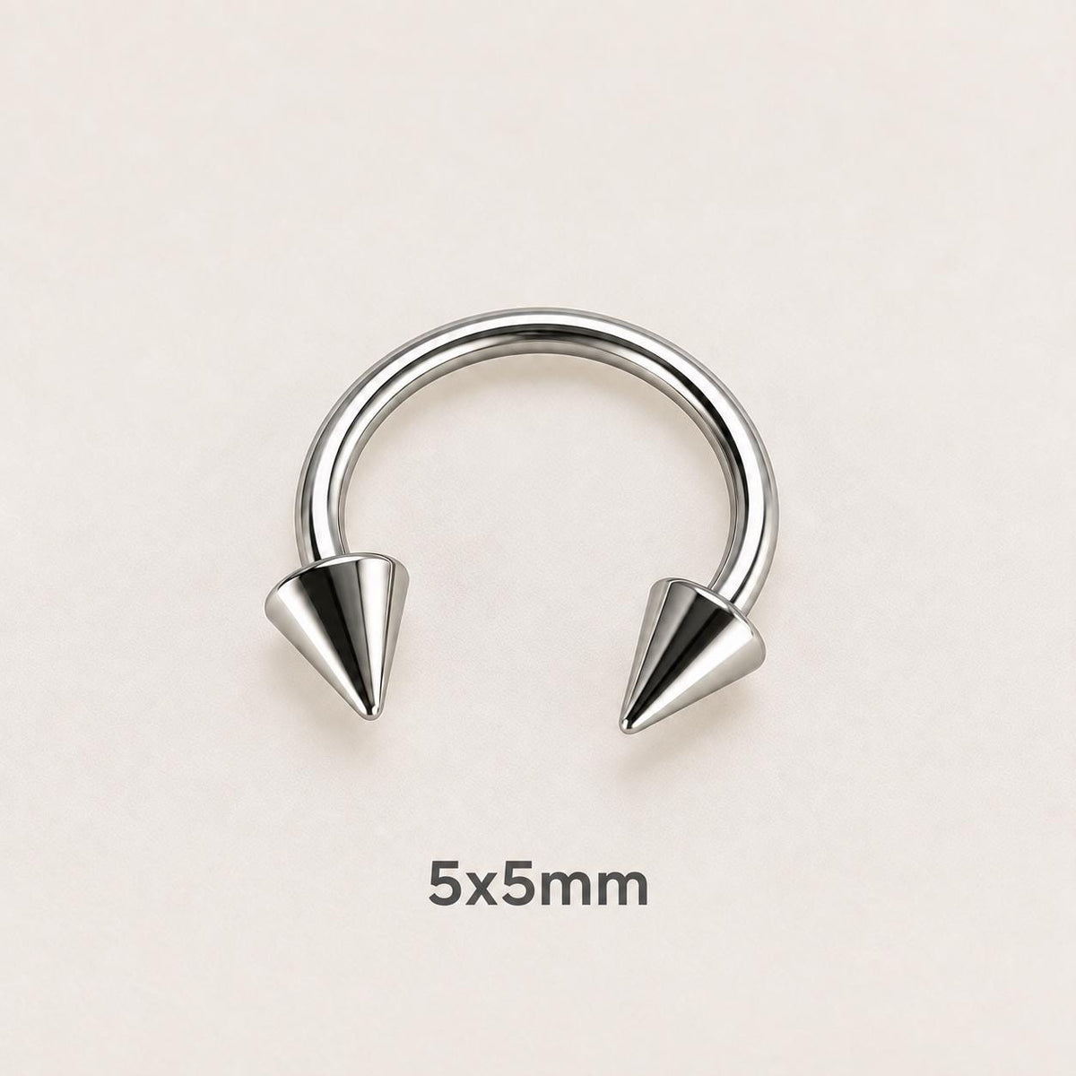 Edgy Spike Titanium Horseshoe Ring detail 9