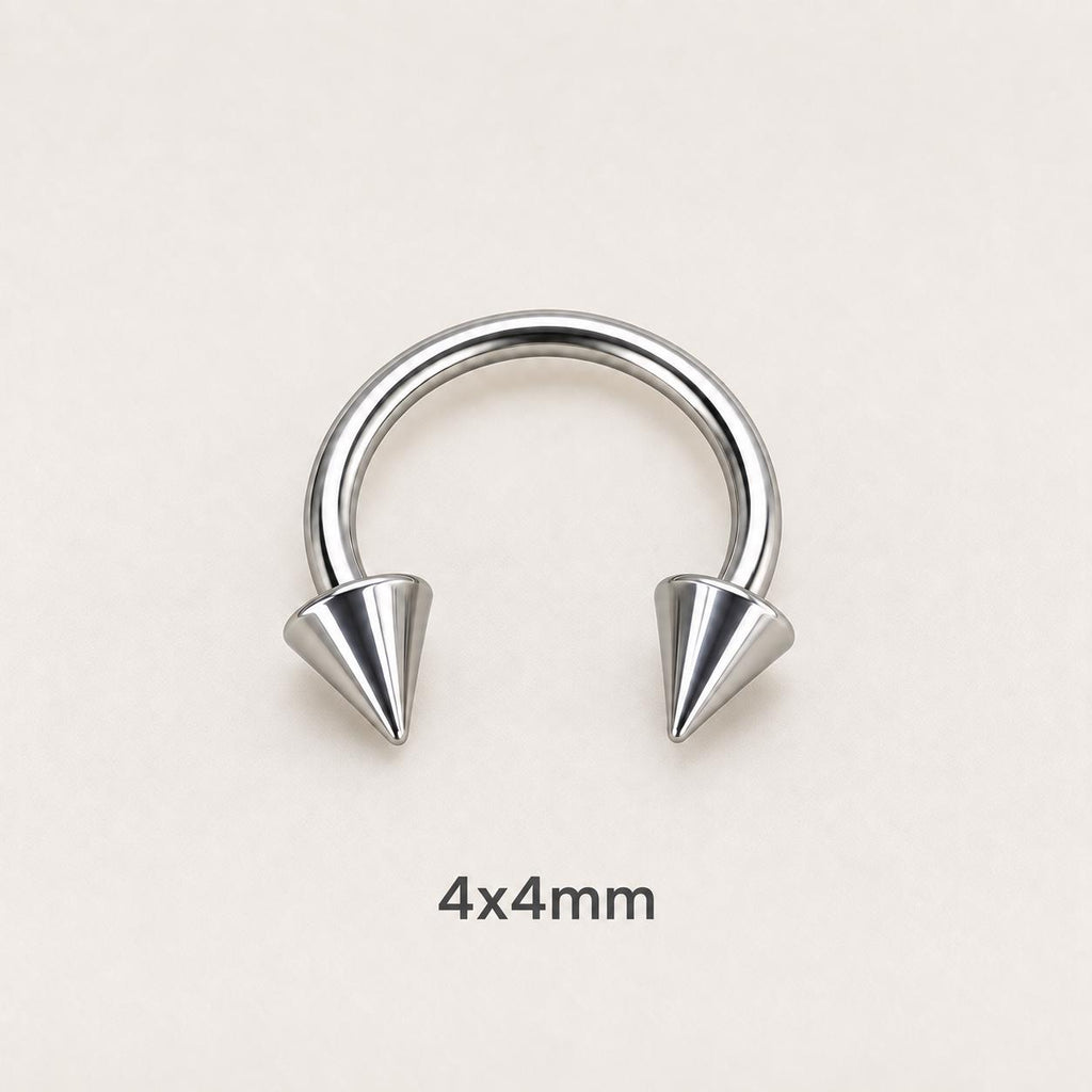 Edgy Spike Titanium Horseshoe Ring detail 10