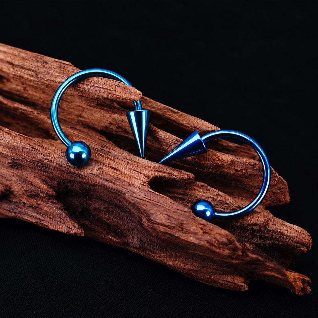 Spike & Ball Titanium Horseshoe Ring detail 4