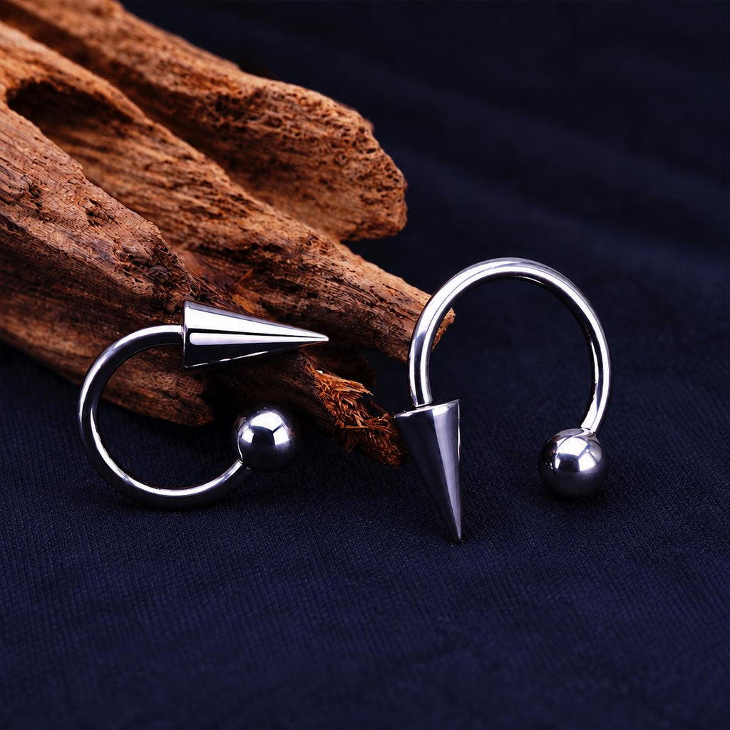 Spike & Ball Titanium Horseshoe Ring detail 7
