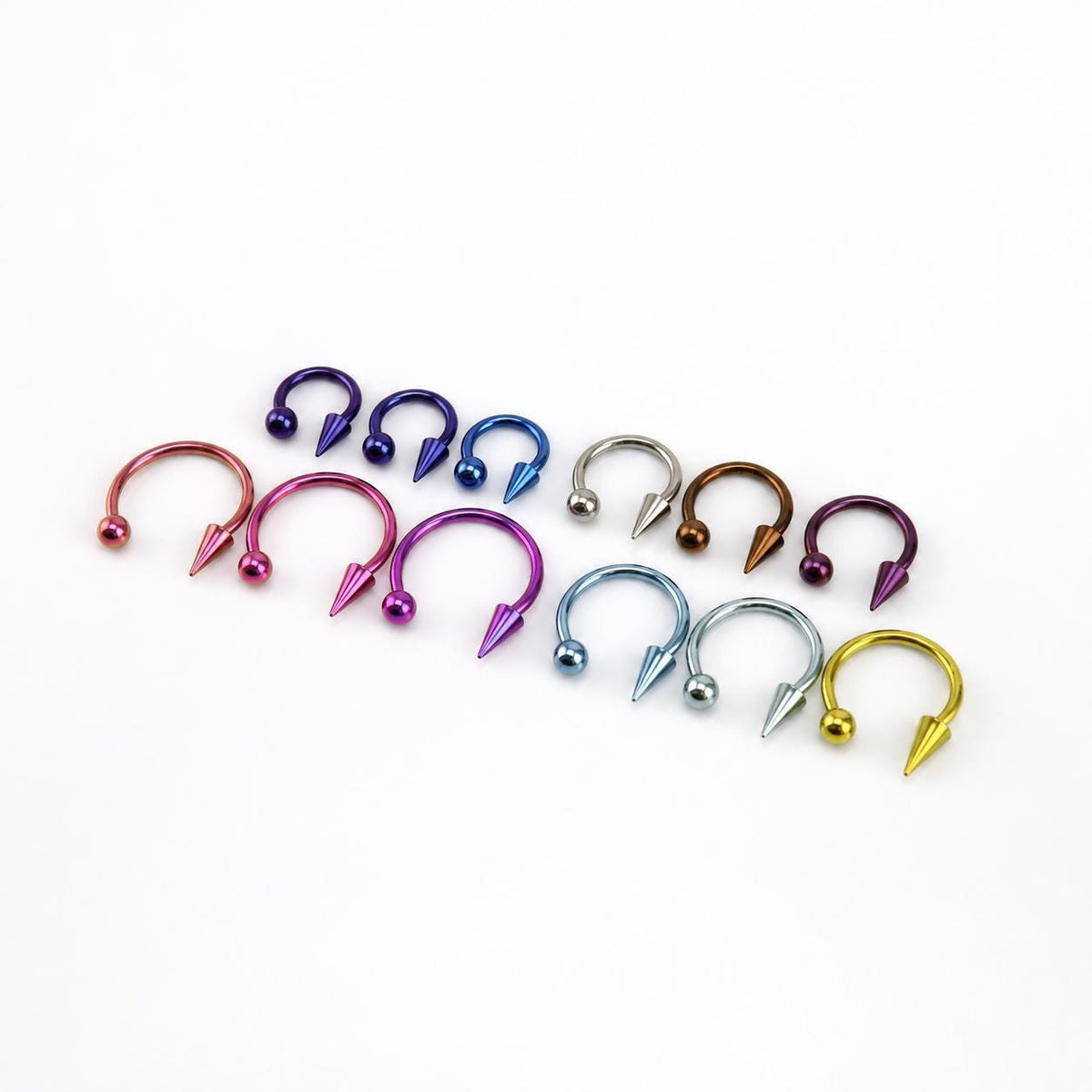 Spike & Ball Titanium Horseshoe Ring detail 9