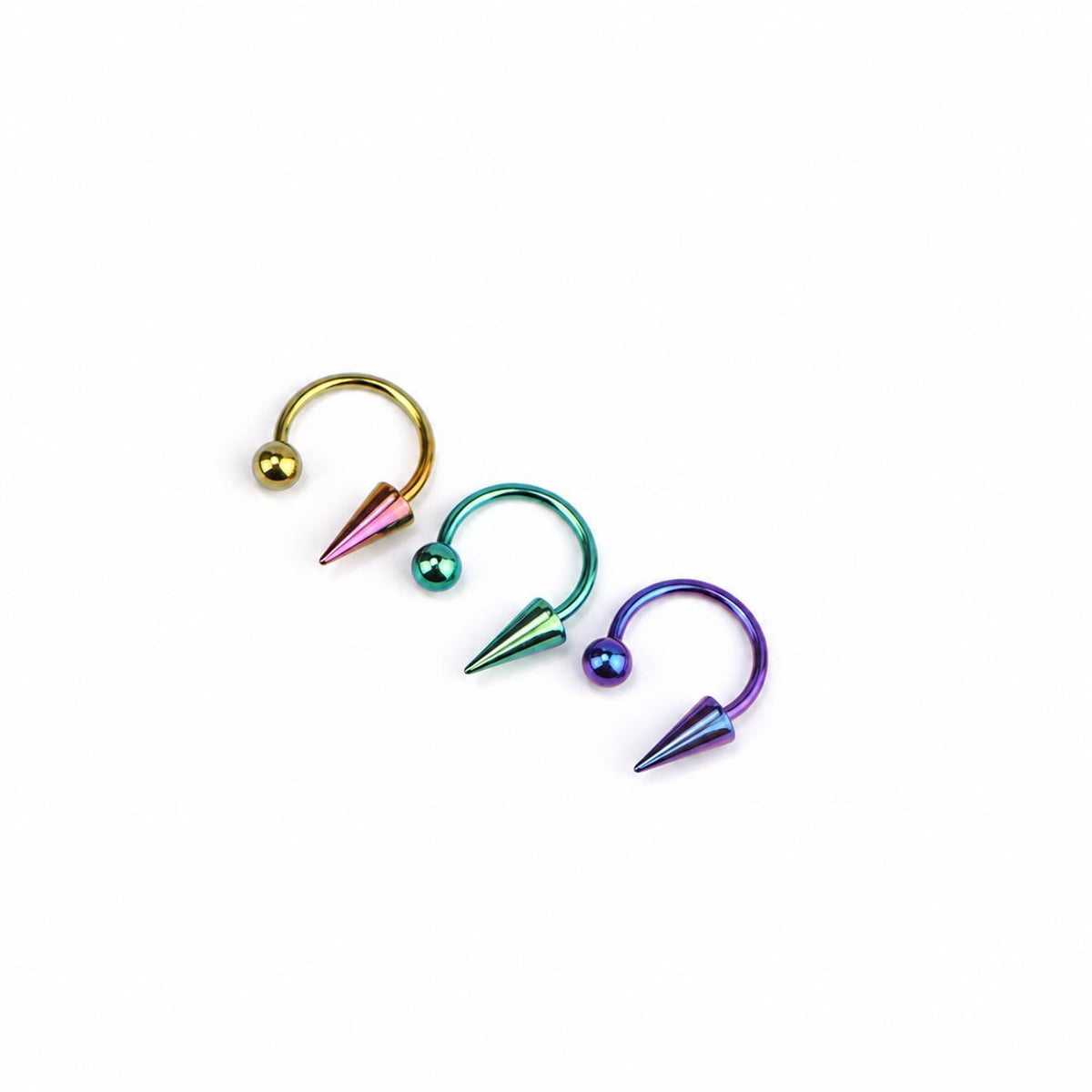 Spike & Ball Titanium Horseshoe Ring detail 10