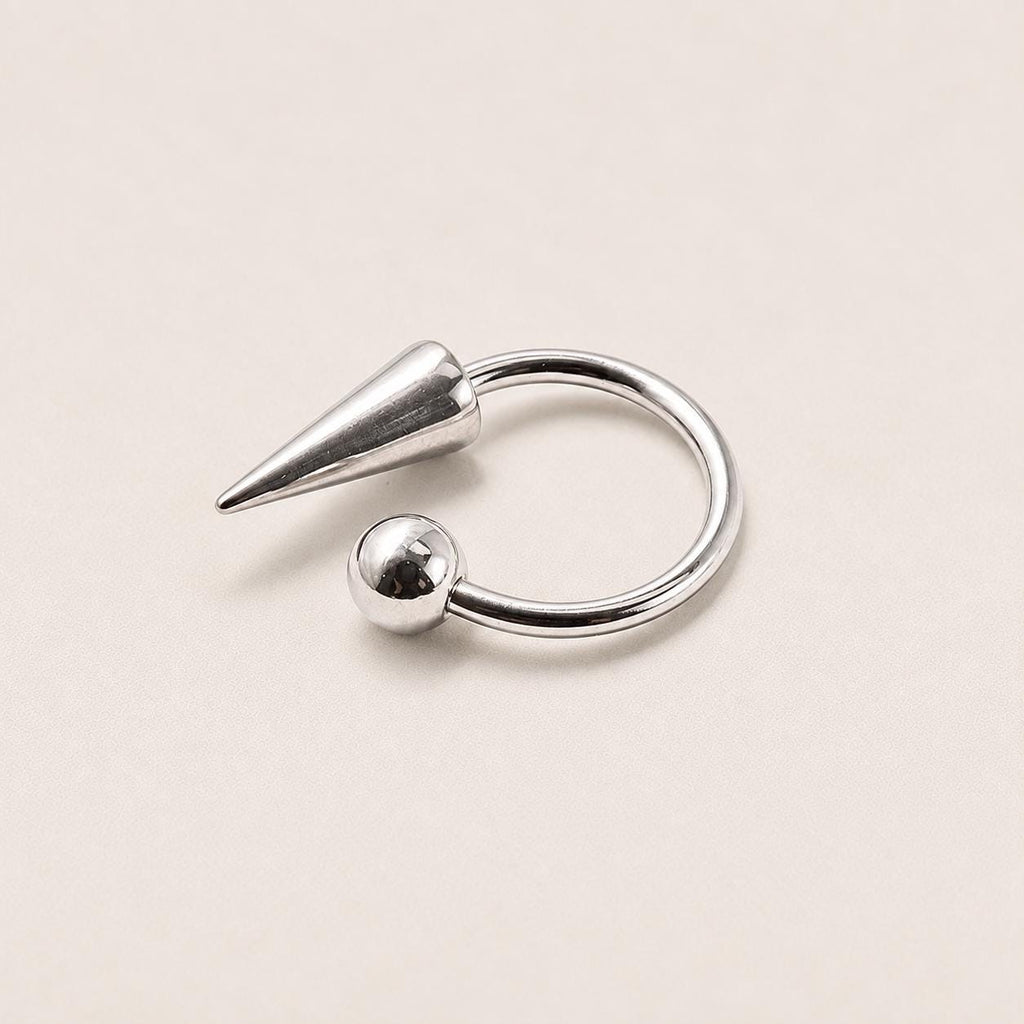 Spike & Ball Titanium Horseshoe Ring detail 12