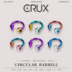 Crystal Ball Spike Titanium Horseshoe Ring