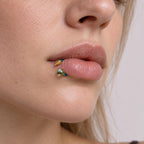 Crystal Ball Spike Titanium Horseshoe Ring detail 3