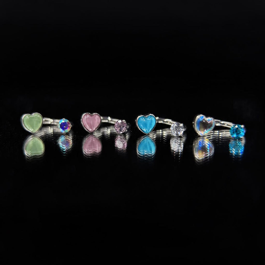 Sweetheart Crystal Titanium Horseshoe Ring detail 4