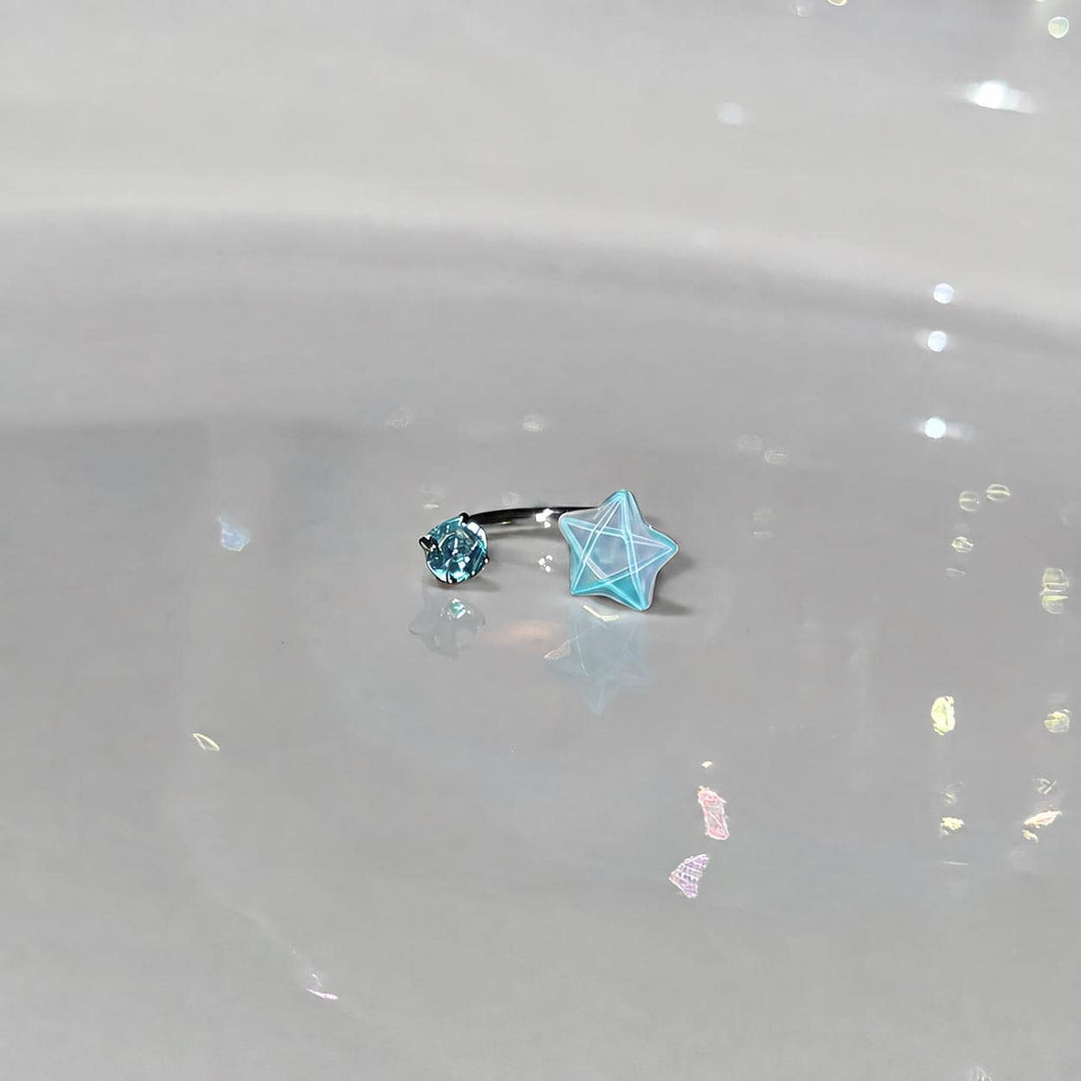 Crystal Star Titanium Horseshoe Ring detail 5