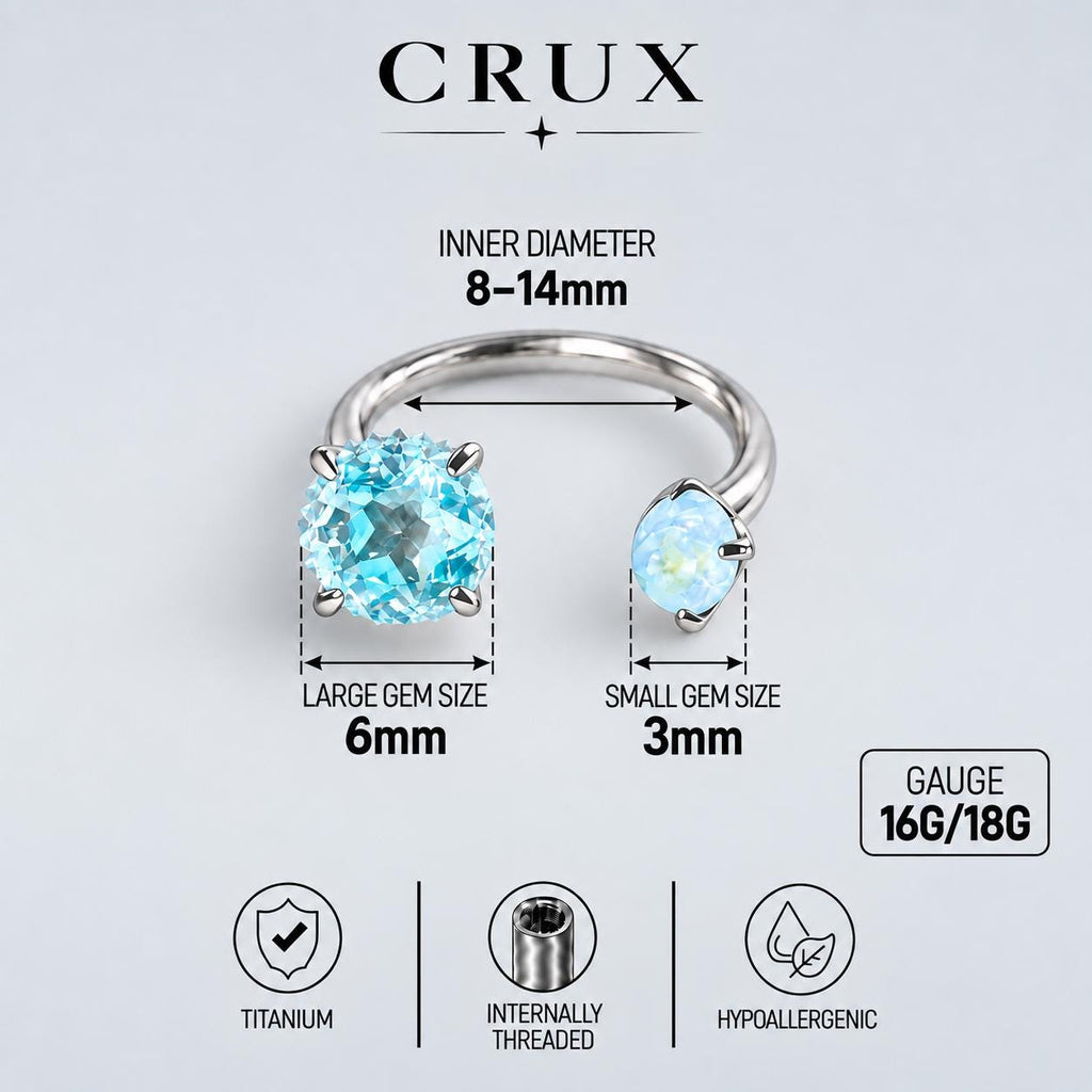 Double Crystal Titanium Horseshoe Ring detail 8