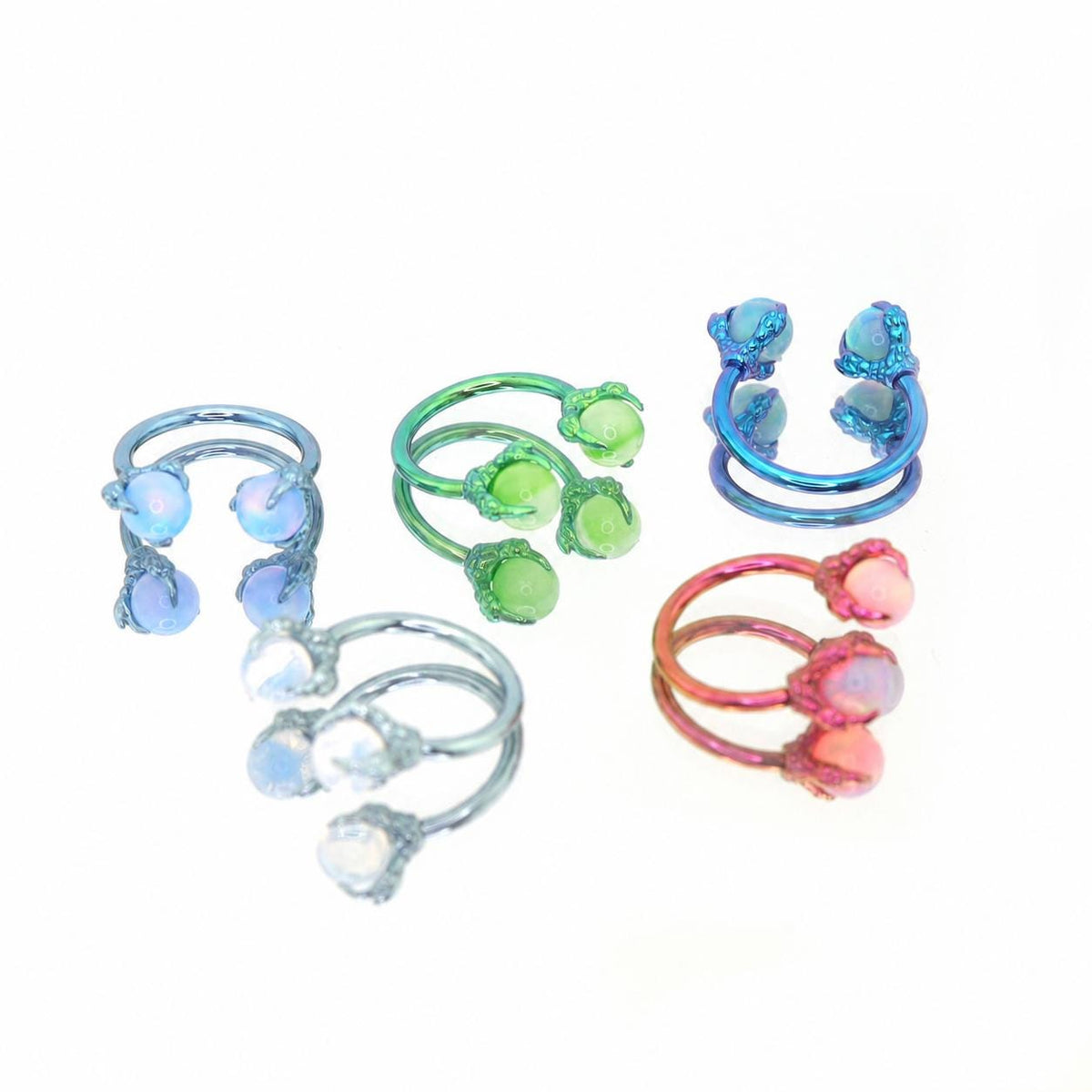 Dragon Claw Opal Titanium Horseshoe Ring detail 3