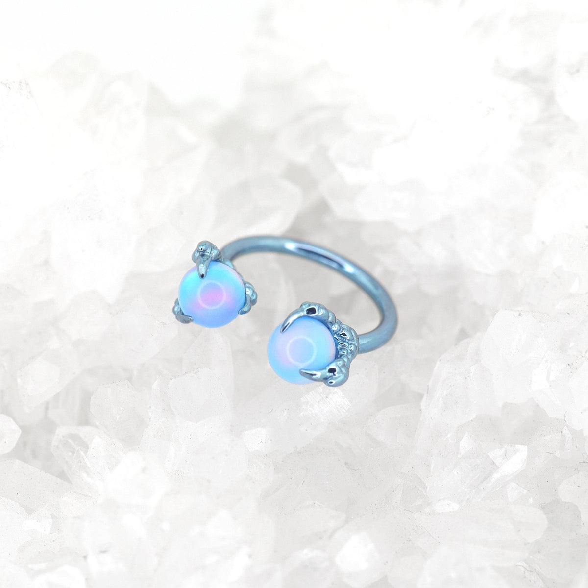 Dragon Claw Opal Titanium Horseshoe Ring detail 6