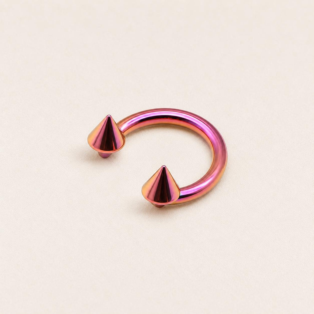 Punk Spike Titanium Horseshoe Ring detail 7