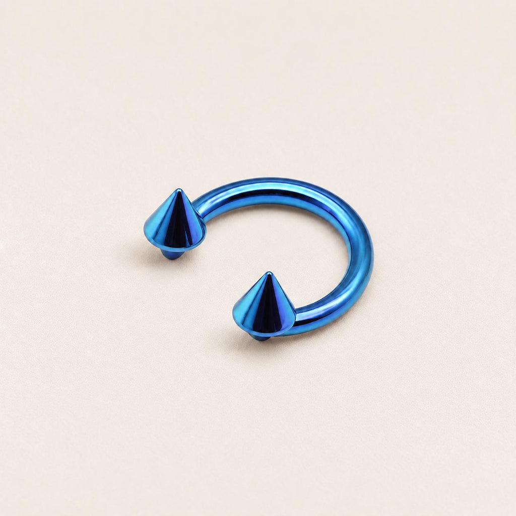Punk Spike Titanium Horseshoe Ring detail 8