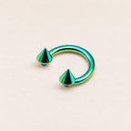 Punk Spike Titanium Horseshoe Ring detail 9