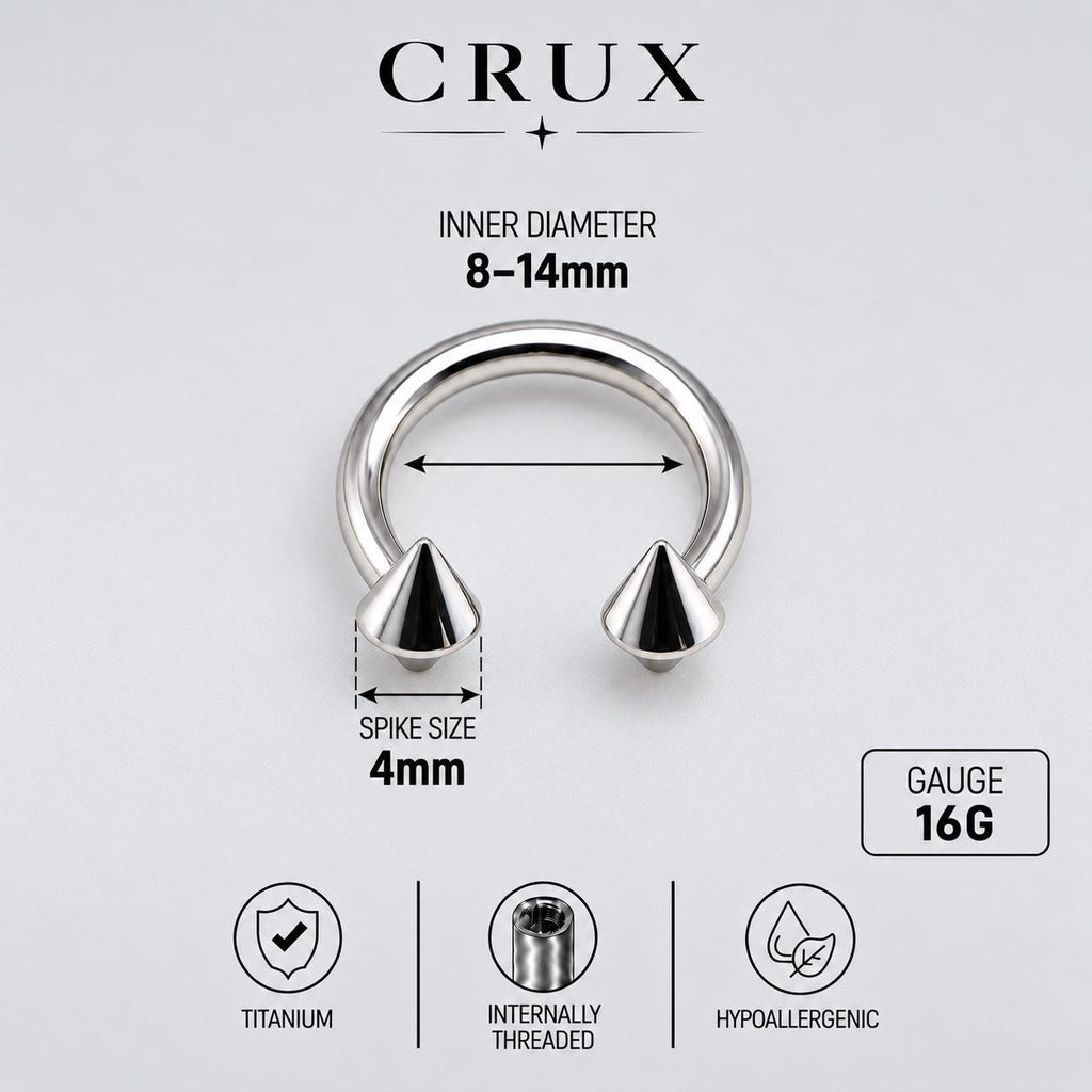 Punk Spike Titanium Horseshoe Ring detail 10
