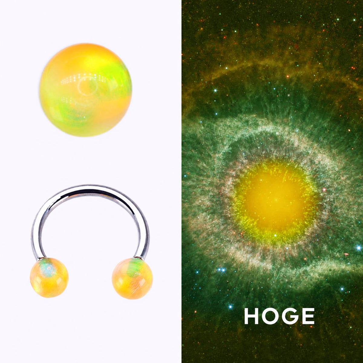 Opal Ball Titanium Horseshoe Ring detail 5
