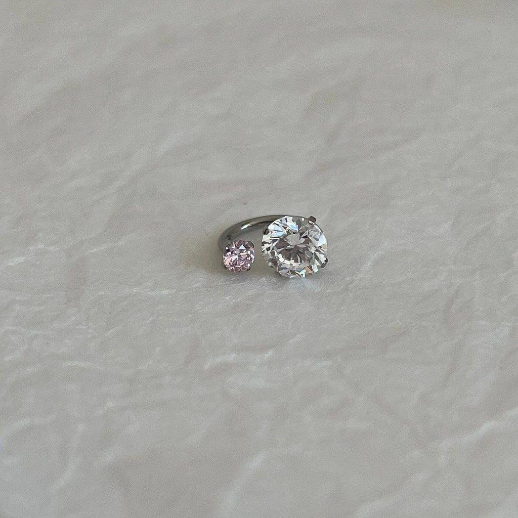 Double CZ Titanium Horseshoe Ring detail 6