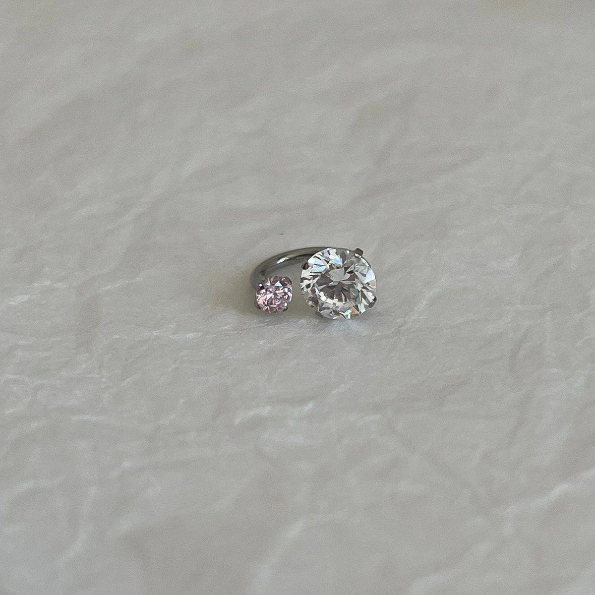 Double CZ Titanium Horseshoe Ring detail 6