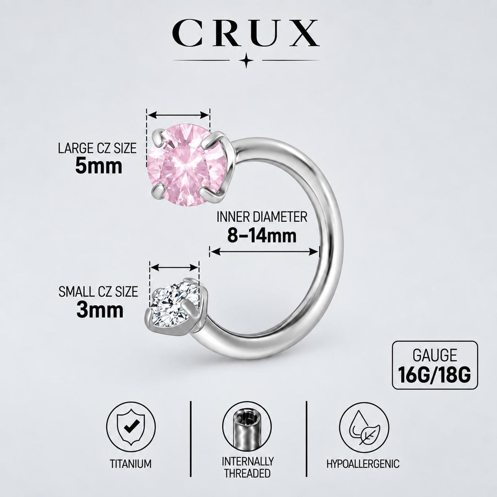 Double CZ Titanium Horseshoe Ring detail 16