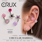Heart & Star Crystal Titanium Horseshoe Ring