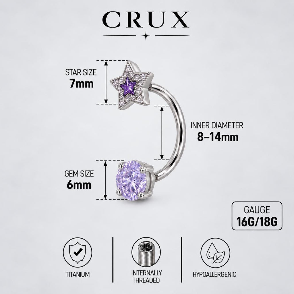 Heart & Star Crystal Titanium Horseshoe Ring detail 11