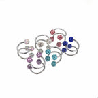 Pave Crystal Ball Titanium Horseshoe Ring detail 5