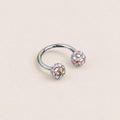 Pave Crystal Ball Titanium Horseshoe Ring detail 8