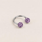 Pave Crystal Ball Titanium Horseshoe Ring detail 10