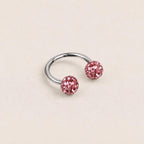Pave Crystal Ball Titanium Horseshoe Ring detail 11