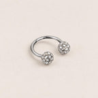 Pave Crystal Ball Titanium Horseshoe Ring detail 12