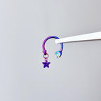 Celestial Dangle Star Titanium Horseshoe Ring detail 6