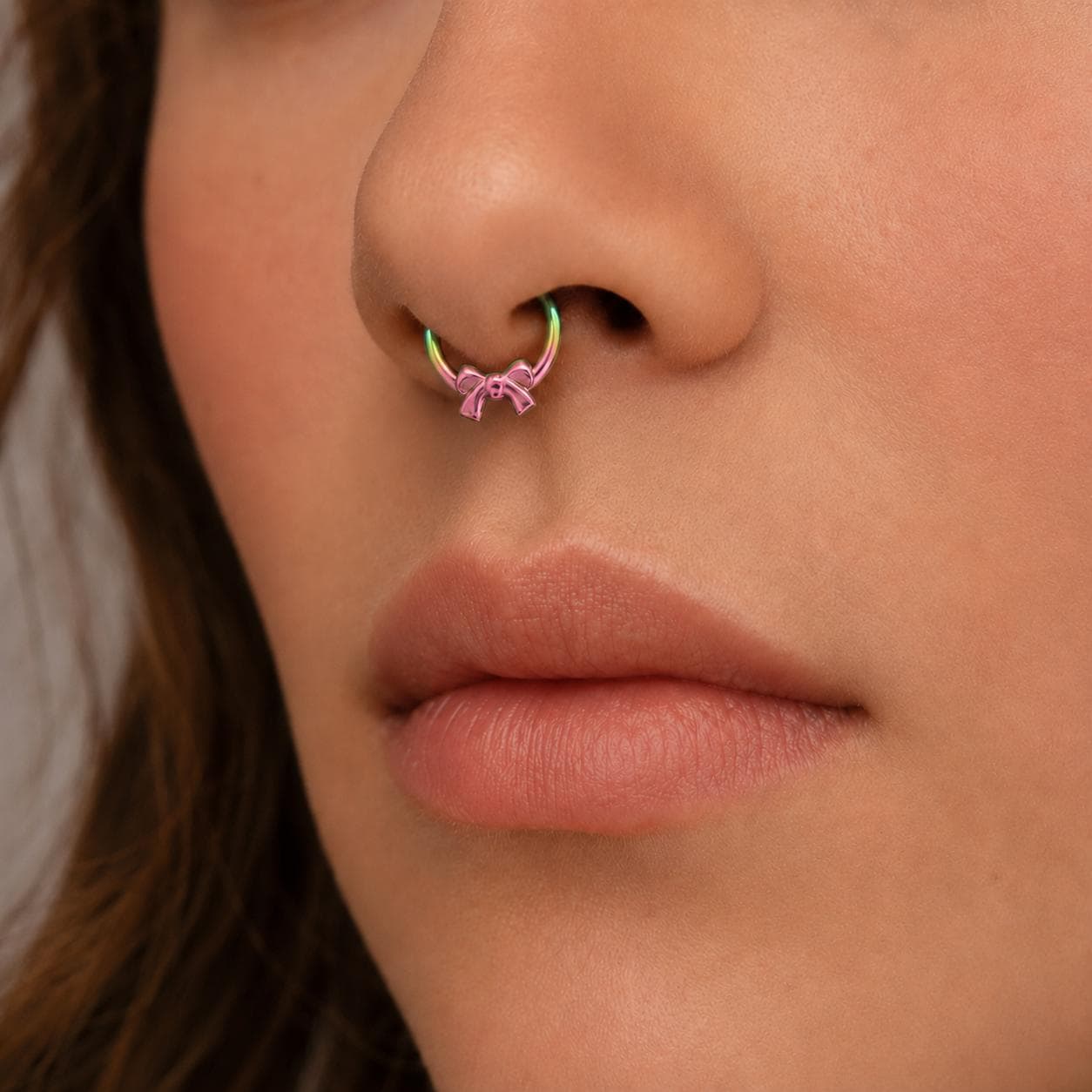 16G Titanium Bow Clicker Ring | Rainbow Hinged Hoop Septum Daith Helix Cartilage Piercing Jewelry Gift for Her Cute Kawaii - Image 3