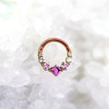 16G 8mm Titanium Crystal Cluster Clicker Ring | Hinged Hoop Septum Daith Helix Cartilage Piercing Jewelry Gift for Her Birthday - Image 5