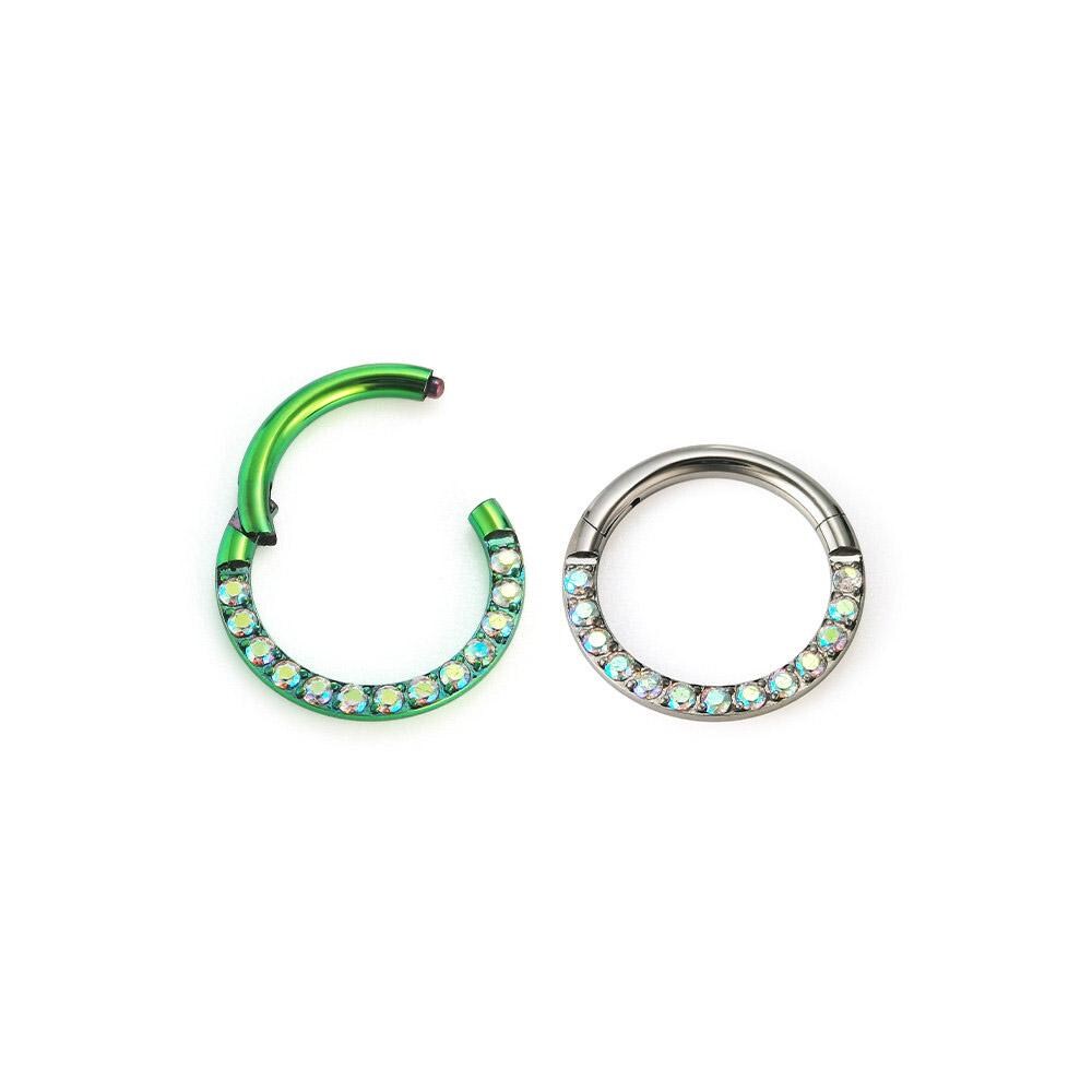 16G Titanium CZ Opal Clicker Ring | Hinged Septum Daith Helix Cartilage Hoop Piercing Jewelry Gift for Her Custom Color - Image 7