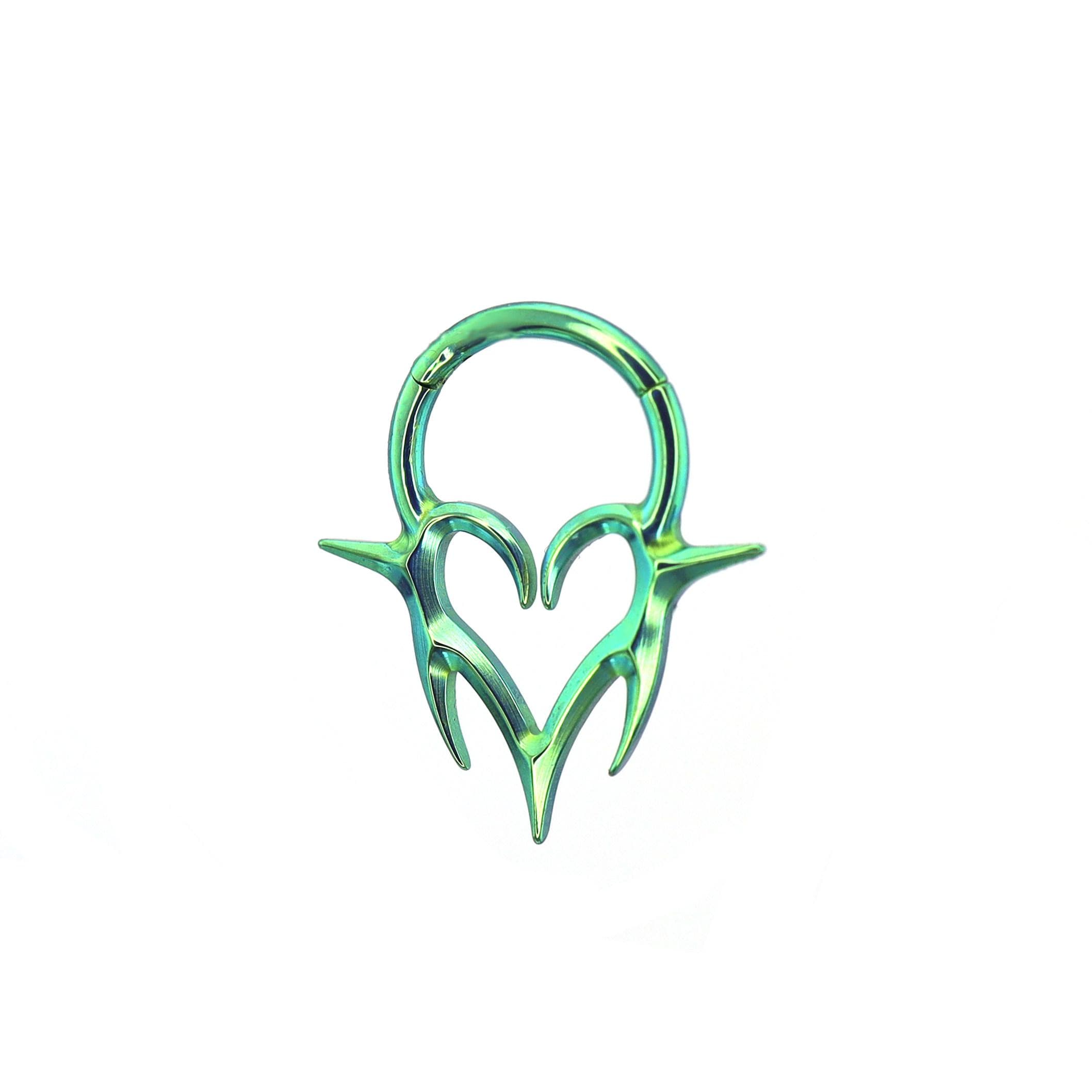 16G Titanium Vampire Fang Heart Clicker Ring | Gothic Heart Septum Daith Helix Cartilage Hoop Piercing Jewelry Halloween Gift for Her Him - Image 10