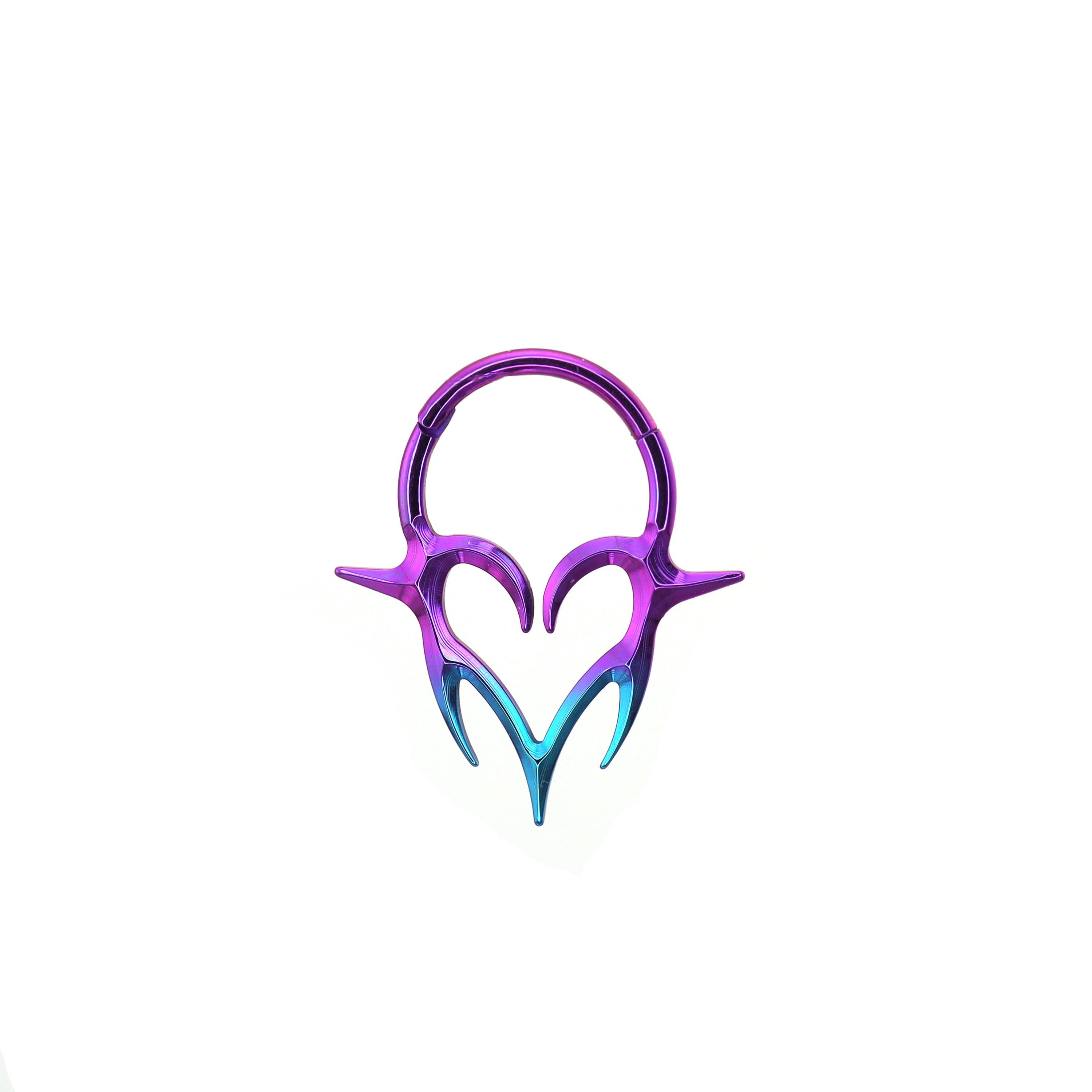 16G Titanium Vampire Fang Heart Clicker Ring | Gothic Heart Septum Daith Helix Cartilage Hoop Piercing Jewelry Halloween Gift for Her Him - Image 8