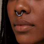 Starry CZ Clicker Ring | Pastel Septum Jewelry | Moon Star Daith Hoop | Fairycore Cartilage Gift for Her - Image 4