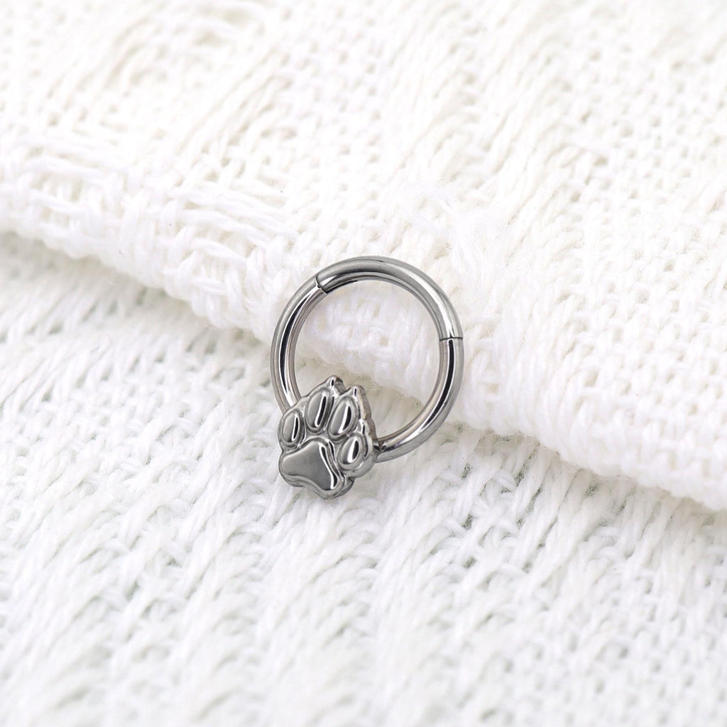 Paw Print Clicker Ring | Blue Titanium Septum Jewelry | Cat Paw Daith Hoop | Cute Cartilage Gift for Her - Image 5