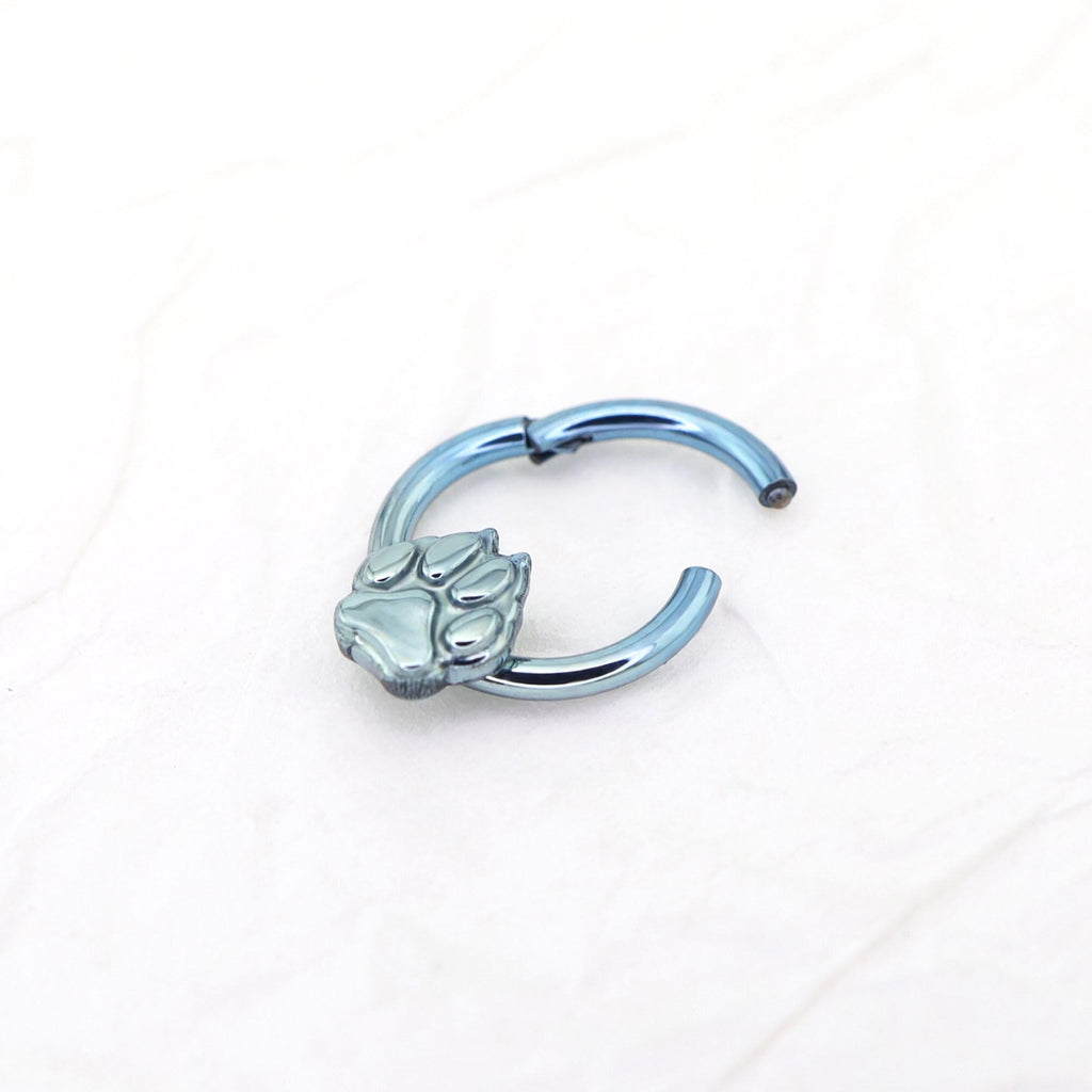 Paw Print Clicker Ring | Blue Titanium Septum Jewelry | Cat Paw Daith Hoop | Cute Cartilage Gift for Her - Image 6