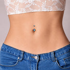 Anti Gravity Belly Button Ring｜F136 Titanium Navel Piercing｜Blue Opal Cat Eye Belly Jewelry｜Internally Threaded Navel Ring｜Y2K Body Jewelry