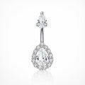 ASTM F136 Titanium Teardrop Belly Button Ring｜14G Navel Piercing｜Clear CZ Navel Ring｜Implant Grade Titanium Jewelry