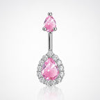 ASTM F136 Titanium Teardrop Belly Button Ring｜14G Navel Piercing｜Clear CZ Navel Ring｜Implant Grade Titanium Jewelry
