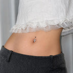 ASTM F136 Titanium Cross Belly Button Ring｜14G Navel Piercing｜CZ Cross Navel Ring｜Externally Threaded｜Gift for Her