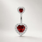 ASTM F136 Titanium Heart Belly Button Ring｜14G Navel Piercing｜Sparkly CZ Double Heart Navel Ring｜Externally Threaded｜ Gift For Her