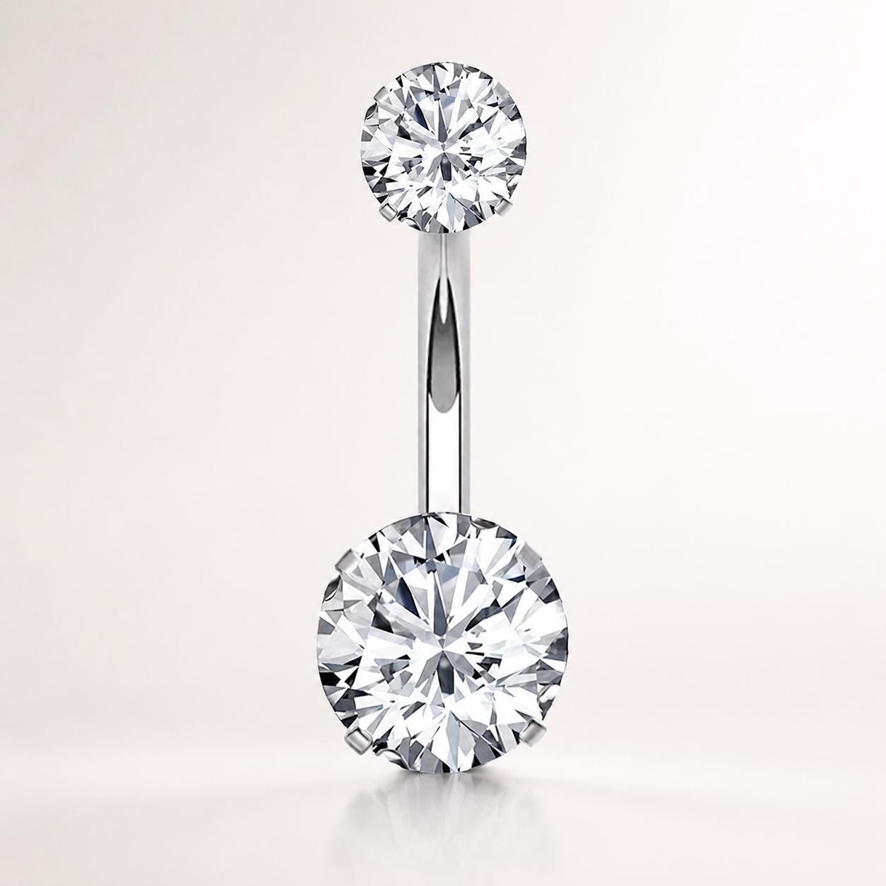 ASTM F136 Titanium Heart Belly Button Ring｜14G Navel Piercing｜Sparkly CZ Double Heart Navel Ring｜Externally Threaded｜ Gift For Her